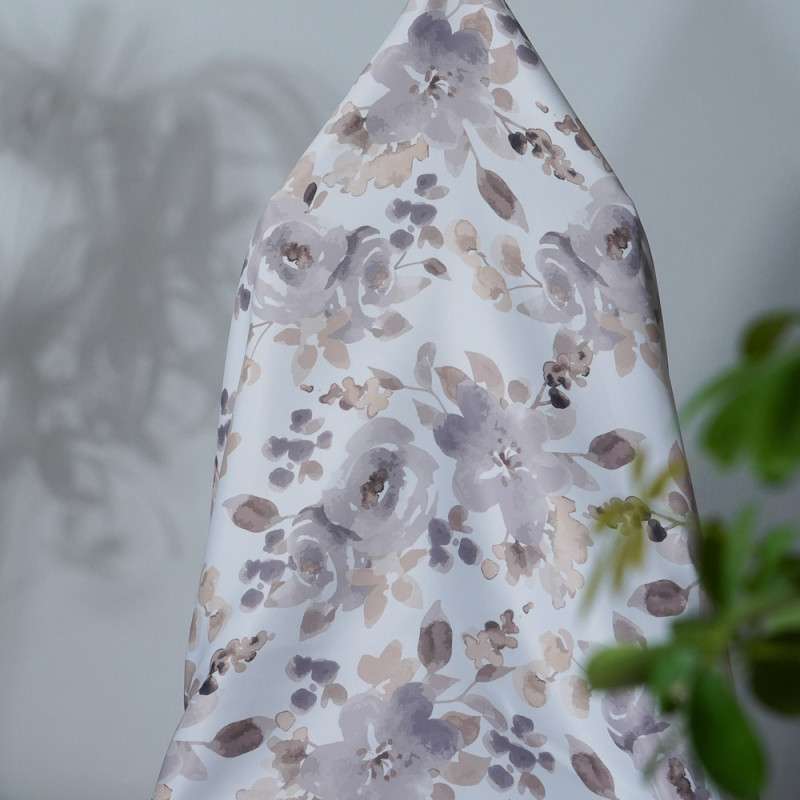 Oliver Flower-Single-Sided Shiny Sateen Printed Blackout Drapery Fabric For Living Room, Bedroom, Office, Hotel, Restaurant, Theater, Retail Store, Exhibition Hall, Hospitality Industry. Custom Blackout Fabric. and Finished Curtain.