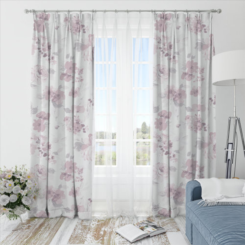 Oliver Flower-Single-Sided Shiny Sateen Printed Blackout Drapery Fabric For Living Room, Bedroom, Office, Hotel, Restaurant, Theater, Retail Store, Exhibition Hall, Hospitality Industry. Custom Blackout Fabric. and Finished Curtain.