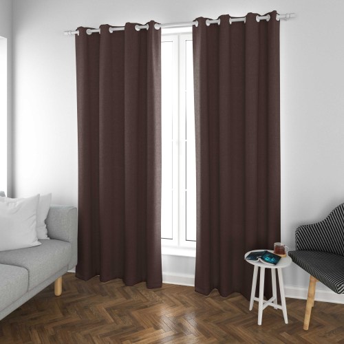 Audrey-Dark Brown High Density Sateen Blackout Drapery Fabric For Living Room, Bedroom, Office, Hotel, Restaurant, Theater, Retail Store, Exhibition Hall, Hospitality Industry. Custom Blackout Fabric. and Finished Curtain.