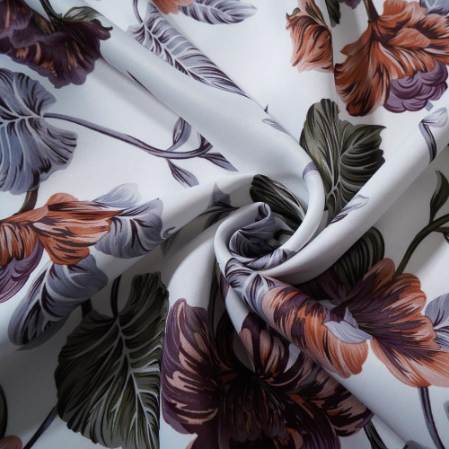 Oliver Flower-Single-Sided Shiny Sateen Printed Blackout Drapery Fabric For Living Room, Bedroom, Office, Hotel, Restaurant, Theater, Retail Store, Exhibition Hall, Hospitality Industry. Custom Blackout Fabric. and Finished Curtain.