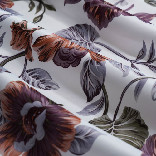 Oliver Flower-Single-Sided Shiny Sateen Printed Blackout Drapery Fabric For Living Room, Bedroom, Office, Hotel, Restaurant, Theater, Retail Store, Exhibition Hall, Hospitality Industry. Custom Blackout Fabric. and Finished Curtain.