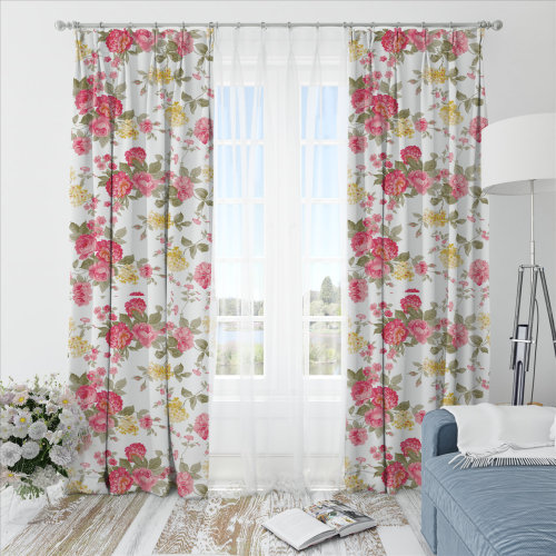 Oliver Flower-Single-Sided Shiny Sateen Printed Blackout Drapery Fabric For Living Room, Bedroom, Office, Hotel, Restaurant, Theater, Retail Store, Exhibition Hall, Hospitality Industry. Custom Blackout Fabric. and Finished Curtain.