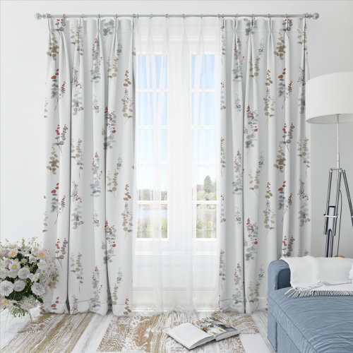 Oliver Flower-Single-Sided Shiny Sateen Printed Blackout Drapery Fabric For Living Room, Bedroom, Office, Hotel, Restaurant, Theater, Retail Store, Exhibition Hall, Hospitality Industry. Custom Blackout Fabric. and Finished Curtain.