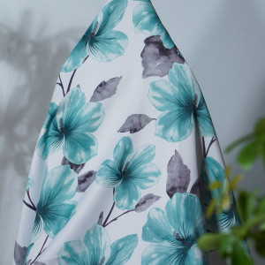 Oliver Flower-Single-Sided Shiny Sateen Printed Blackout Drapery Fabric For Living Room, Bedroom, Office, Hotel, Restaurant, Theater, Retail Store, Exhibition Hall, Hospitality Industry. Custom Blackout Fabric. and Finished Curtain.