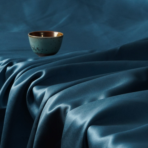 Charlotte-Blue Double-Sided Sateen Blackout Drapery Fabric For Living Room, Bedroom, Office, Hotel, Restaurant, Theater, Retail Store, Exhibition Hall, Hospitality Industry. Custom Blackout Fabric. and Finished Curtain.