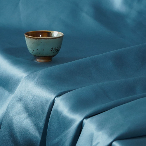 Charlotte-Med Blue Double-Sided Sateen Blackout Drapery Fabric For Living Room, Bedroom, Office, Hotel, Restaurant, Theater, Retail Store, Exhibition Hall, Hospitality Industry. Custom Blackout Fabric. and Finished Curtain.