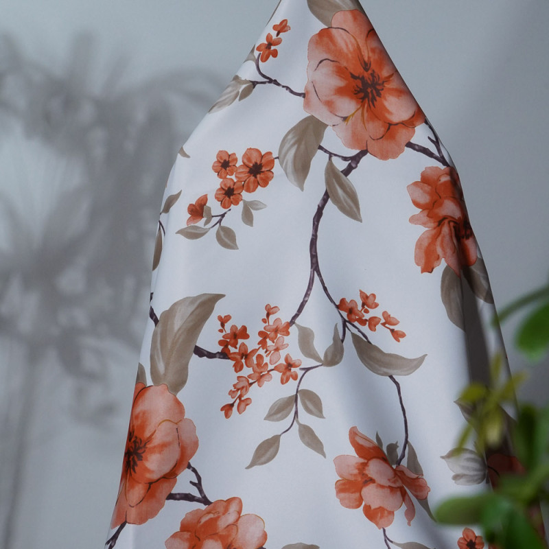 Oliver Flower-Single-Sided Shiny Sateen Printed Blackout Drapery Fabric For Living Room, Bedroom, Office, Hotel, Restaurant, Theater, Retail Store, Exhibition Hall, Hospitality Industry. Custom Blackout Fabric. and Finished Curtain.