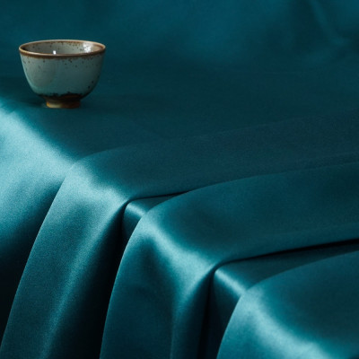Grace-Teal Single-Sided Black Y/D Sateen Blackout Drapery Fabric For Living Room, Bedroom, Office, Hotel, Restaurant, Theater, Retail Store, Exhibition Hall, Hospitality Industry. Custom Blackout Fabric. and Finished Curtain.