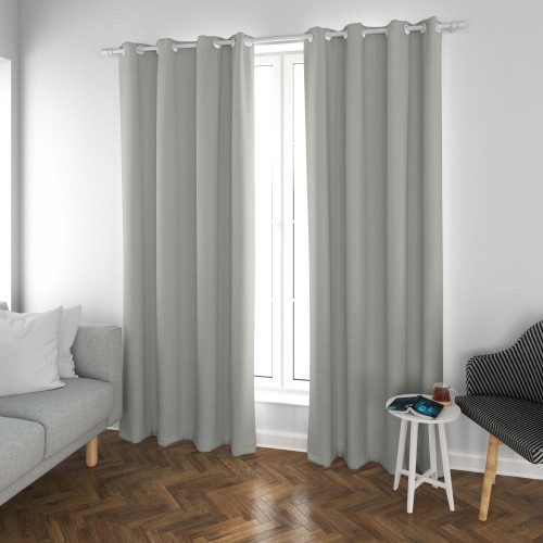 Grace-Gray Single-Sided Black Y/D Sateen Blackout Drapery Fabric For Living Room, Bedroom, Office, Hotel, Restaurant, Theater, Retail Store, Exhibition Hall, Hospitality Industry. Custom Blackout Fabric. and Finished Curtain.