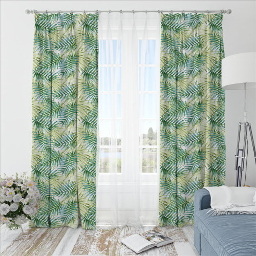 Oliver Leafy-Single-Sided Shiny Sateen Printed Blackout Curtain For Living Room, Bedroom, Office, Hotel, Restaurant, Theater, Retail Store, Exhibition Hall, Hospitality Industry. Custom Blackout Fabric. and Finished Curtain.