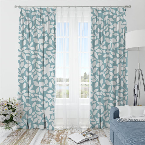 Oliver Leafy-Single-Sided Shiny Sateen Printed Blackout Curtain For Living Room, Bedroom, Office, Hotel, Restaurant, Theater, Retail Store, Exhibition Hall, Hospitality Industry. Custom Blackout Fabric. and Finished Curtain.