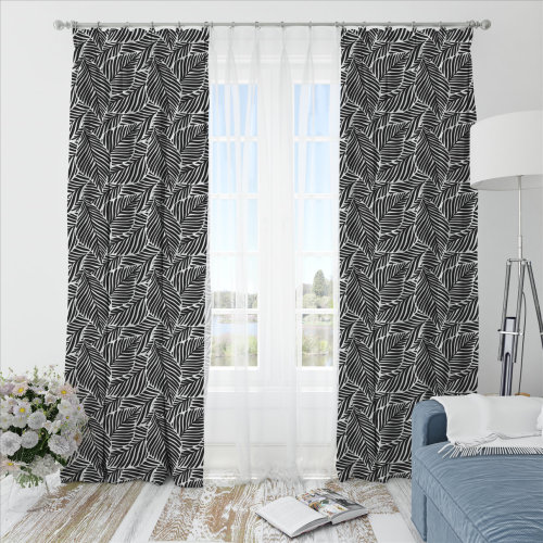 Oliver Leafy-Single-Sided Shiny Sateen Printed Blackout Curtain For Living Room, Bedroom, Office, Hotel, Restaurant, Theater, Retail Store, Exhibition Hall, Hospitality Industry. Custom Blackout Fabric. and Finished Curtain.