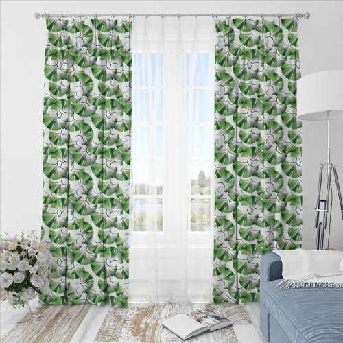 Oliver Leafy-Single-Sided Shiny Sateen Printed Blackout Curtain For Living Room, Bedroom, Office, Hotel, Restaurant, Theater, Retail Store, Exhibition Hall, Hospitality Industry. Custom Blackout Fabric. and Finished Curtain.