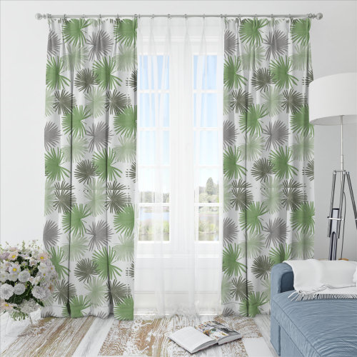 Oliver Leafy-Single-Sided Shiny Sateen Printed Blackout Curtain For Living Room, Bedroom, Office, Hotel, Restaurant, Theater, Retail Store, Exhibition Hall, Hospitality Industry. Custom Blackout Fabric. and Finished Curtain.