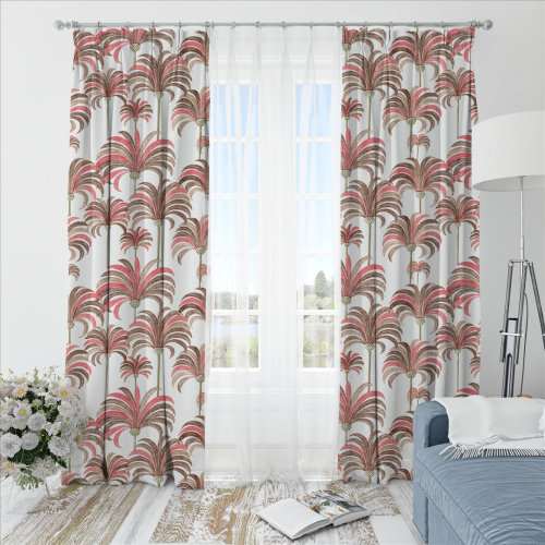 Oliver Leafy-Single-Sided Shiny Sateen Printed Blackout Curtain For Living Room, Bedroom, Office, Hotel, Restaurant, Theater, Retail Store, Exhibition Hall, Hospitality Industry. Custom Blackout Fabric. and Finished Curtain.