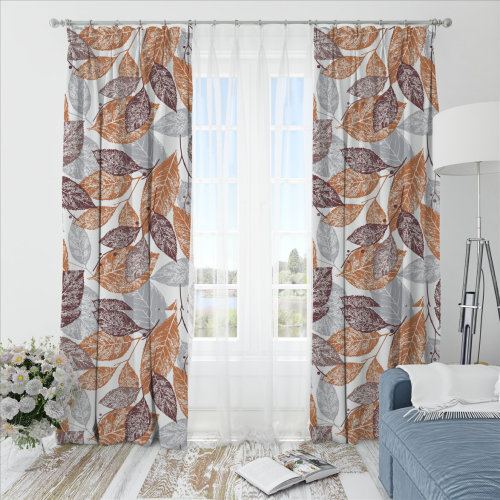 Oliver Leafy-Single-Sided Shiny Sateen Printed Blackout Curtain For Living Room, Bedroom, Office, Hotel, Restaurant, Theater, Retail Store, Exhibition Hall, Hospitality Industry. Custom Blackout Fabric. and Finished Curtain.