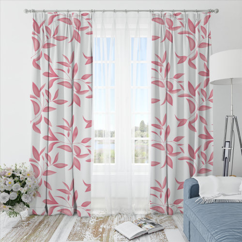 Oliver Leafy-Single-Sided Shiny Sateen Printed Blackout Curtain For Living Room, Bedroom, Office, Hotel, Restaurant, Theater, Retail Store, Exhibition Hall, Hospitality Industry. Custom Blackout Fabric. and Finished Curtain.