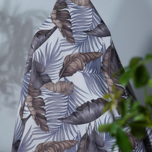 Oliver Leafy-Single-Sided Shiny Sateen Printed Blackout Curtain For Living Room, Bedroom, Office, Hotel, Restaurant, Theater, Retail Store, Exhibition Hall, Hospitality Industry. Custom Blackout Fabric. and Finished Curtain.