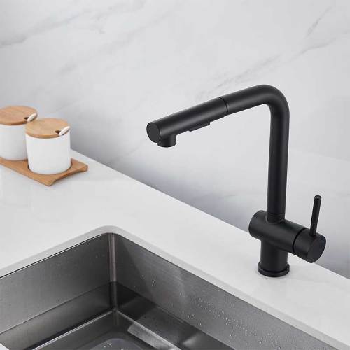 Europe Style SUS304Pull Out Kitchen Taps Matte Black Deck Mounted Kitchen Sink Mixer faucet