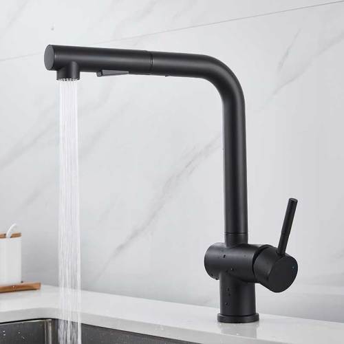 Europe Style SUS304Pull Out Kitchen Taps Matte Black Deck Mounted Kitchen Sink Mixer faucet