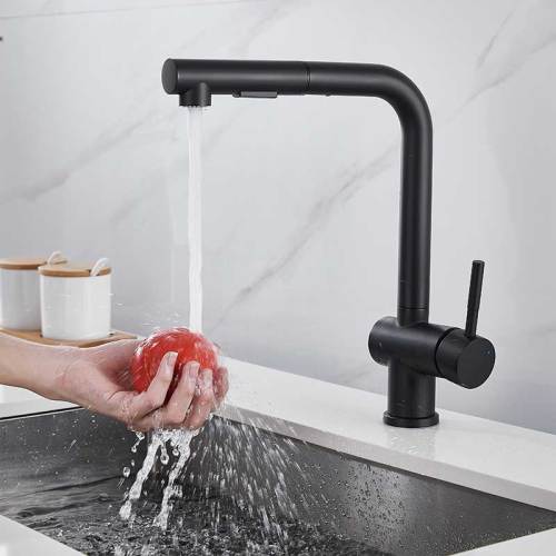 Europe Style SUS304Pull Out Kitchen Taps Matte Black Deck Mounted Kitchen Sink Mixer faucet