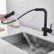 Europe Style Solid Brass&sus304Pull Out Kitchen Taps Matte Black Deck Mounted Kitchen Sink Mixer Faucet