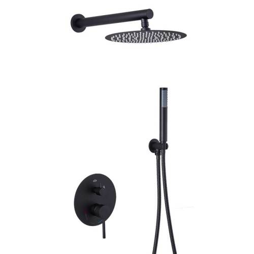 Cheap High Quality Black Color In Wall Mounted 10" Head Bath Mixer Square &round Bathroom Set Luxury shower set