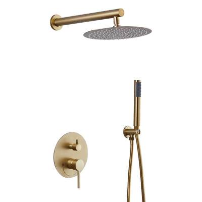 High quality brushed gold shower set 2 function black concealed shower faucet chrome nickle brushed shower mixe