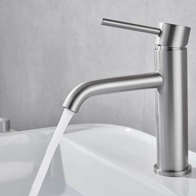 Single Handle faucet Brushed 304 stainless steel vanity tap wares faucet basin taps