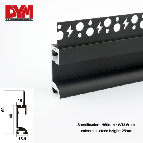 Aluminium wall Plastering profile Skirting board with Led strip