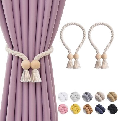 Wooden Ball Magnetic Curtain Tiebacks Home Decor Drape Tie Backs Curtain Holdbacks