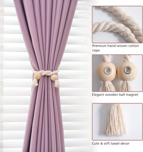 Wooden Ball Magnetic Curtain Tiebacks Home Decor Drape Tie Backs Curtain Holdbacks