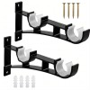 Aluminum Alloy | 28mm Curtain Rods for Curtains | Double Rod Brackets | Black White | Multiple Finial Options