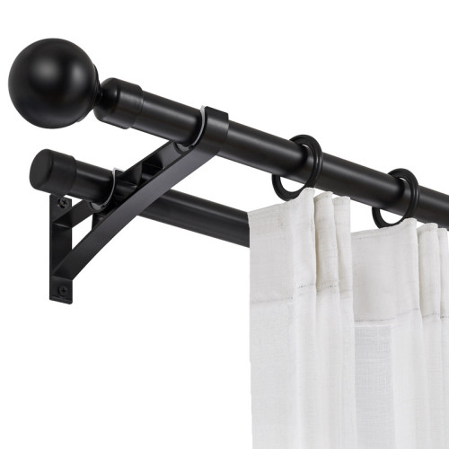 Aluminum Alloy | 28mm Curtain Rods for Curtains | Double Rod Brackets | Black White