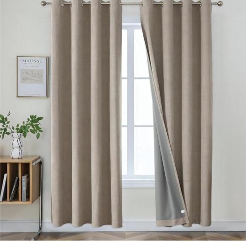 100% Total Blackout Curtains Solid Color Faux Linen Thermal Curtains | Costom Curtain | Wholesale
