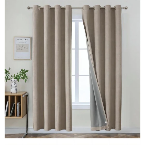 100% Full Blackout Curtains for Bedroom | Solid Color Faux Linen Thermal Curtains | Costom Curtain | Wholesale