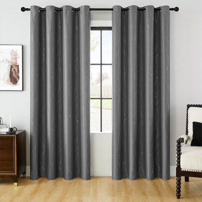 Silver Foil-Printed Waves and Dots Blackout Curtains | Thermal Curtains | Costom Curtain | Wholesale