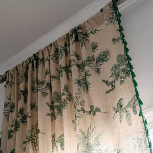 Tassel-Trimmed Botanical Light-filtering Curtains | Semi Blackout Curtains | Custom Curtain Factory