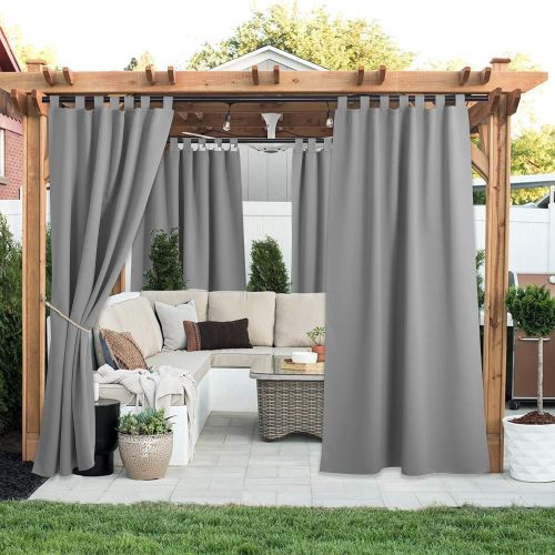 Waterproof Outdoor Curtains | Tab Top Curtain Panels for Porch, Pergola and Cabana