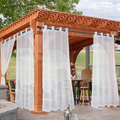 White Sheer Outdoor Curtains for Patio | Waterproof Airy Voile | Window Treatments for Porch Pergola