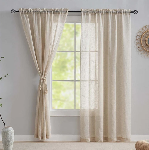Faux Linen Sheer Curtains | Memory Shape | Customizable Colors & Headers | Wholesale Curtain Factory