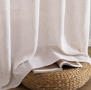 Faux Linen Sheer Curtains | Memory Shape | Customizable Colors & Headers | Wholesale Curtain Factory