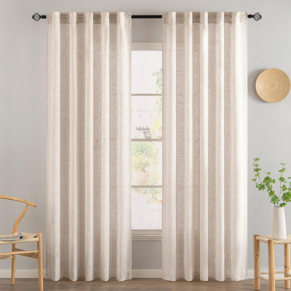 Faux Linen Sheer Curtains | Memory Shape | Customizable Colors & Headers | Wholesale Curtain Factory