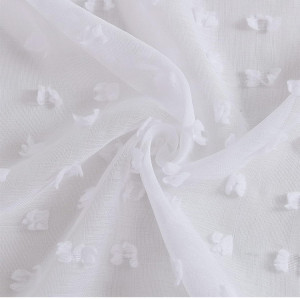 White Sheer Curtains for Living Room & Bedroom | Sheer Drapes with Tufted Pom Pom
