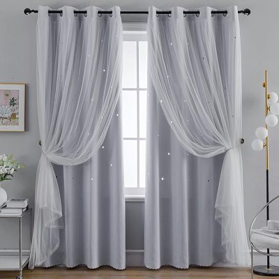 Solid Color Star Hollowout Blackout Curtains for Children's Room Bedroom | Customizable Colors