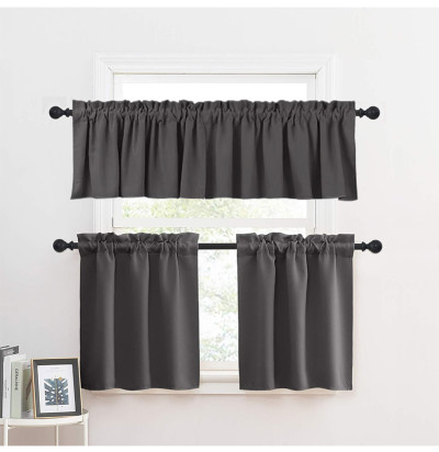 Kitchen Curtains | Café Curtains | Rod Pocket Kitchen Curtain Valance and Tiers Set | Curtain ODM