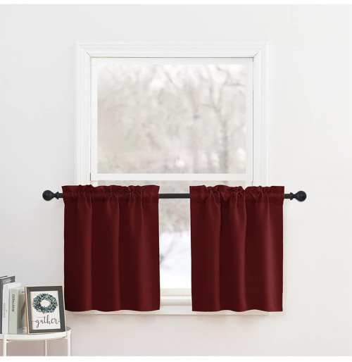 Kitchen Curtains | Café Curtains | Rod Pocket Kitchen Curtain Valance and Tiers Set | Curtain ODM