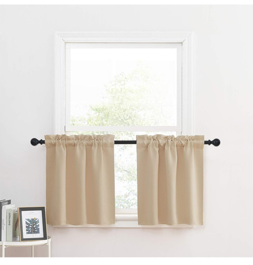 Kitchen Curtains | Café Curtains | Rod Pocket Kitchen Curtain Valance and Tiers Set | Curtain ODM