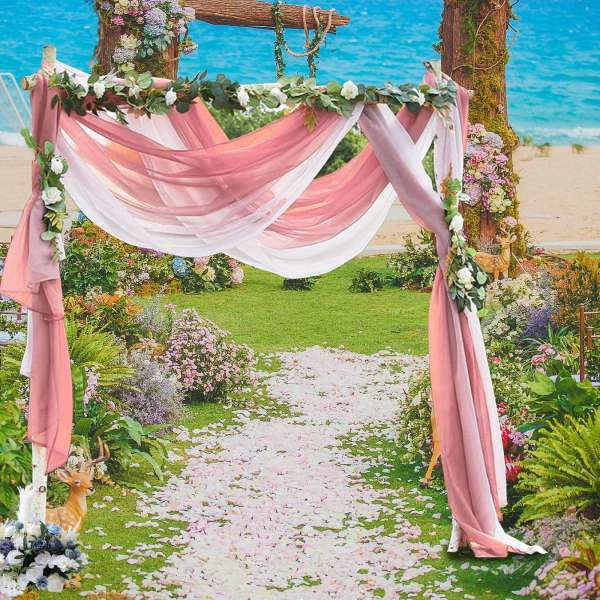 Wedding Draping Fabric | Mixed Color Chiffon Drapery Sheer Curtain | Backdrop Curtain for Wedding | Ceremony Party Decoration