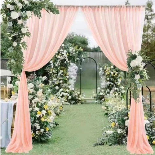 Solid Color Wedding Curtain Backdrop | Chiffon Drapery Sheer Curtain | Ceremony Party Decor